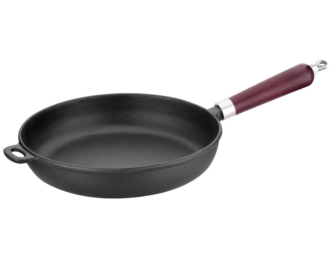 Tigaie de fonta 30 cm cu maner de lemn PJ