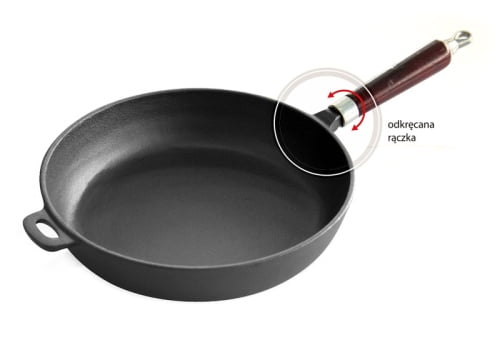 Tigaie de fonta 28 cm cu maner de lemn PJ