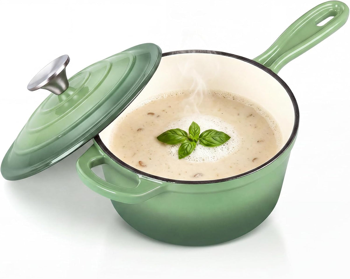 Cratita cu maner 1.9 l Verde Pistachio fonta emailata