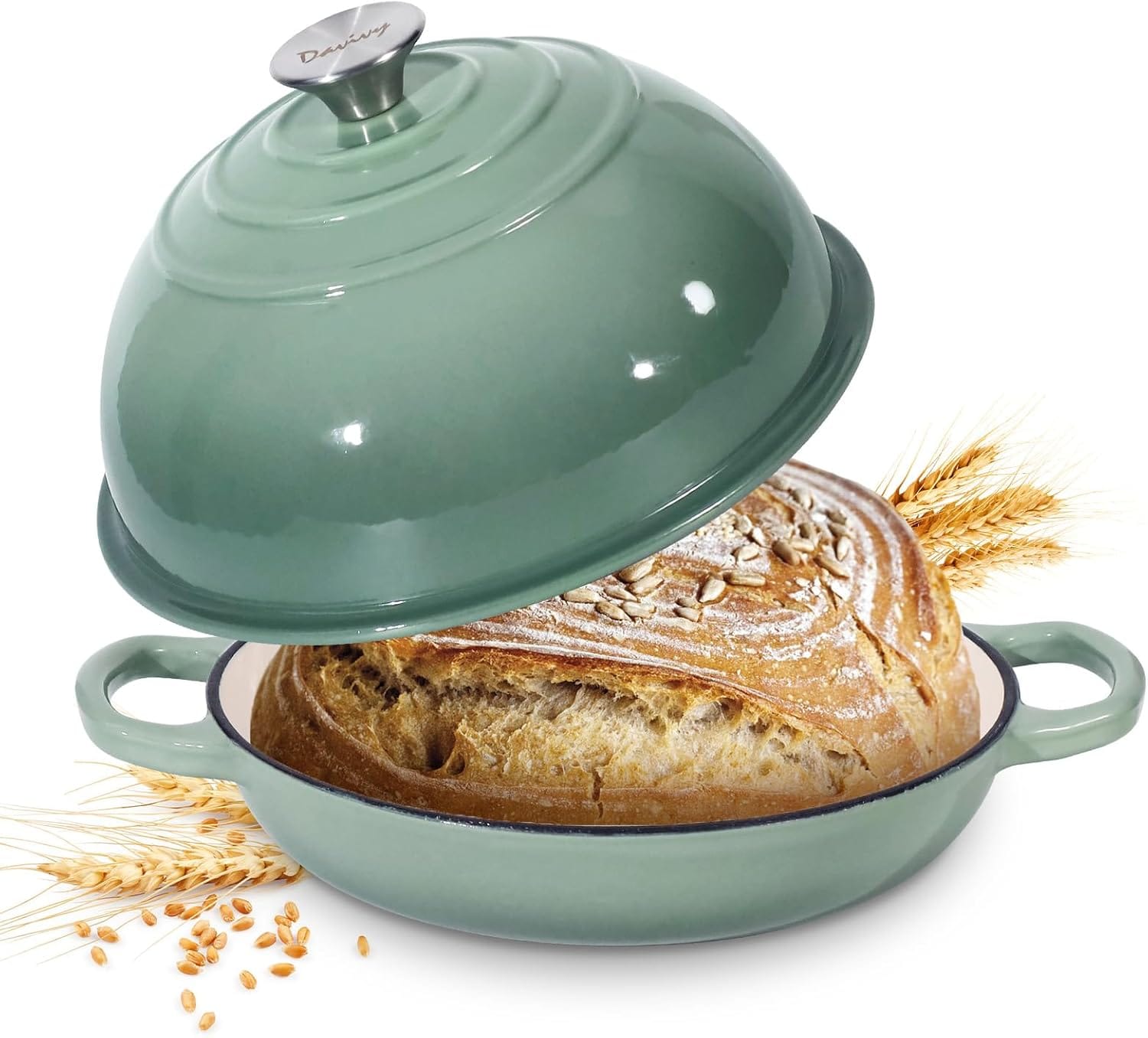 Forma de copt paine din fonta emailata 25 cm Pistachio Dream