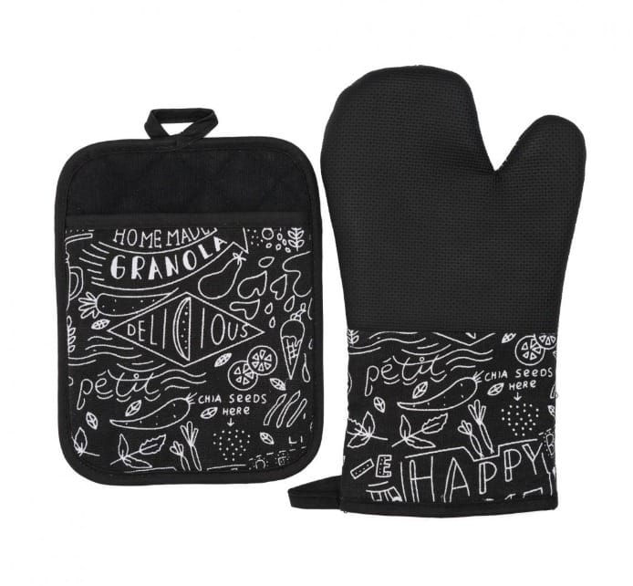 Set manusi bucatarie doua piese negre