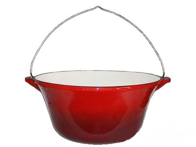 Ceaun fonta emailata 22 litri rosu + capac inox