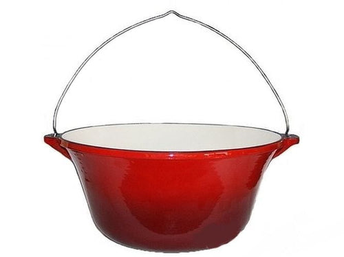 Ceaun fonta emailata 22 litri rosu + capac inox