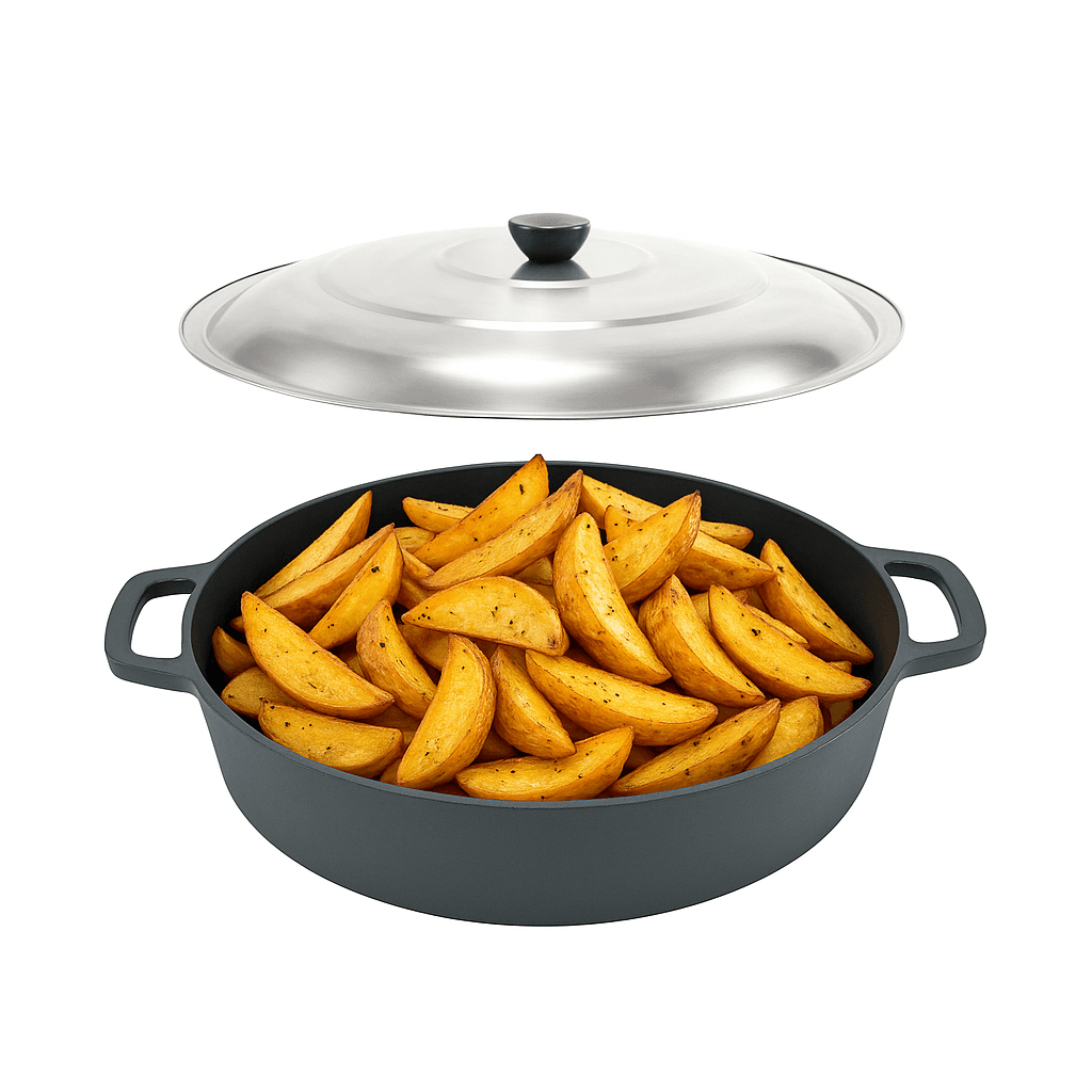 Cratita din fonta pura cu capac inox 50x9 cm - 12 l