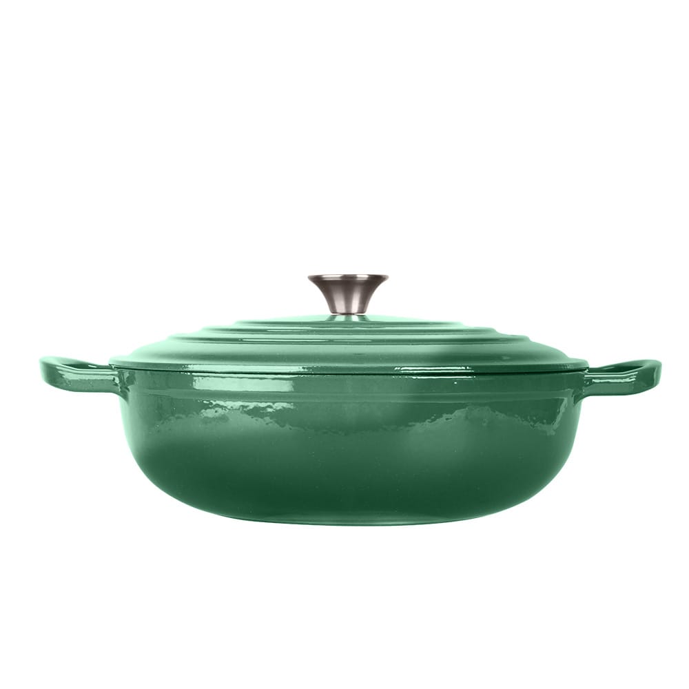 Set cratita si tigaie fonta emailata verde smarald