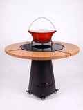 Gratar rotund Vatra Apusenilor 75 cm cu blat de Douglas + CADOU CEAUN FONTA EMAILAT 16 L