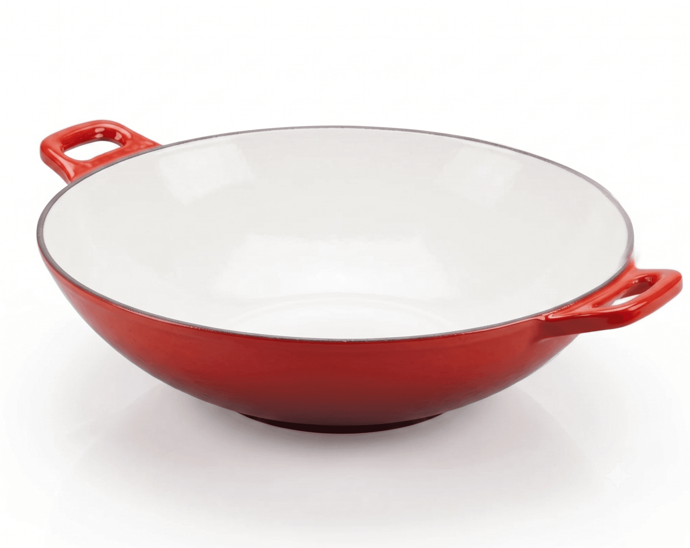 Wok din Fontă Emailată 31 cm Roșu Alb