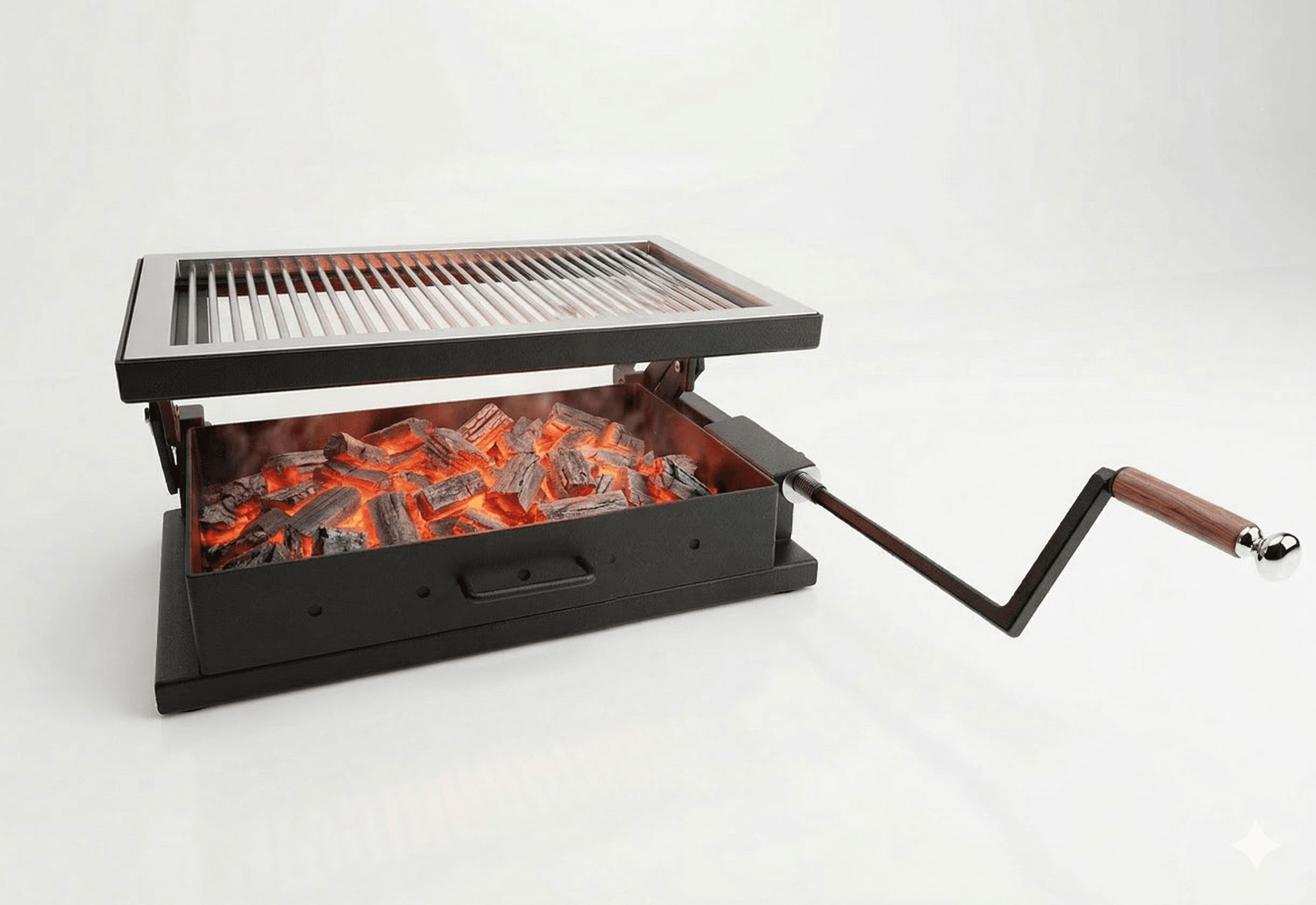 Gratar reglabil 60x45 cm din otel cu gratar de inox + cuva