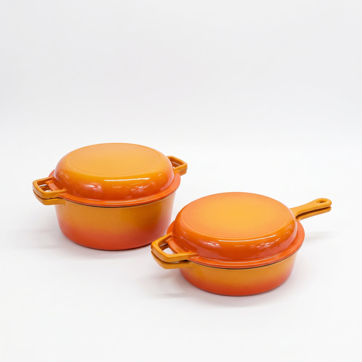 Set vase de fonta emailata 2 in 1 sunset orange