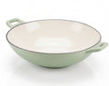 Wok din Fontă Emailată 37 cm Verde Pistachio