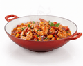 Wok din Fontă Emailată 37 cm Roșu Alb