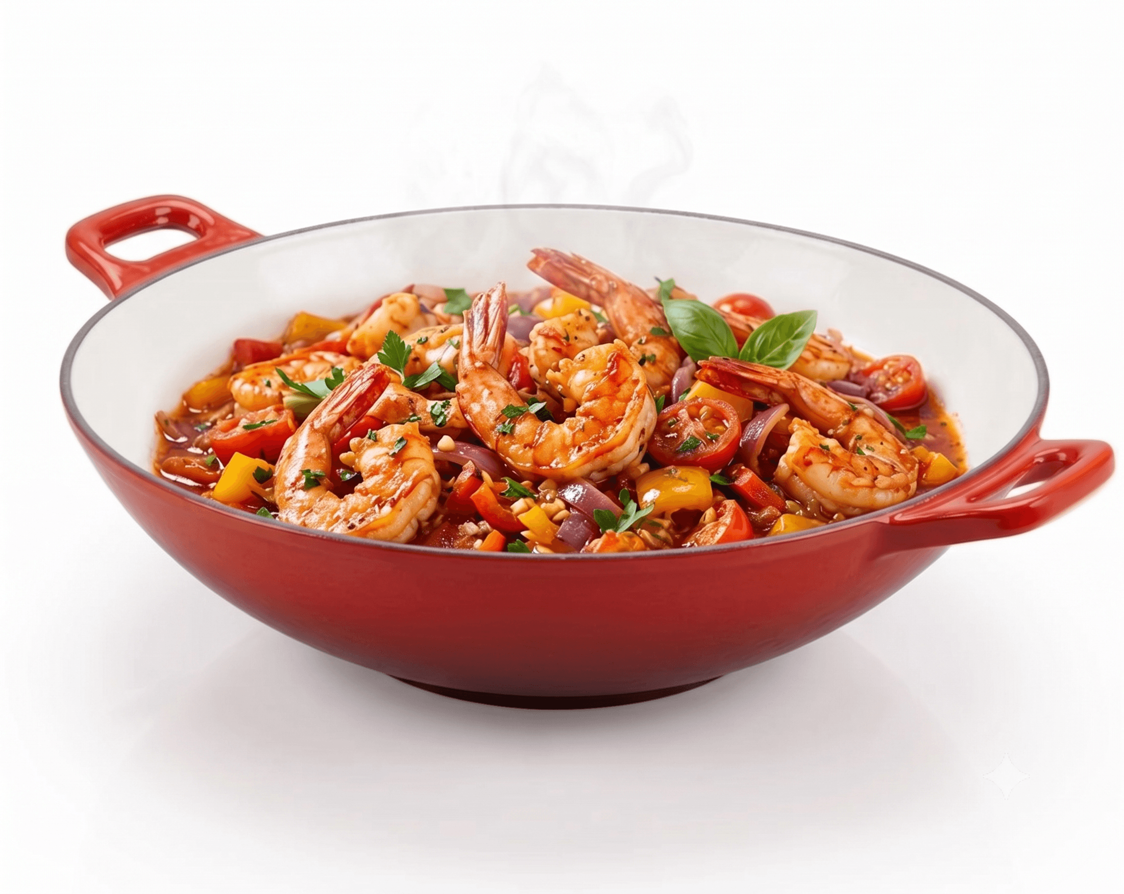 Wok din Fontă Emailată 37 cm Roșu Alb