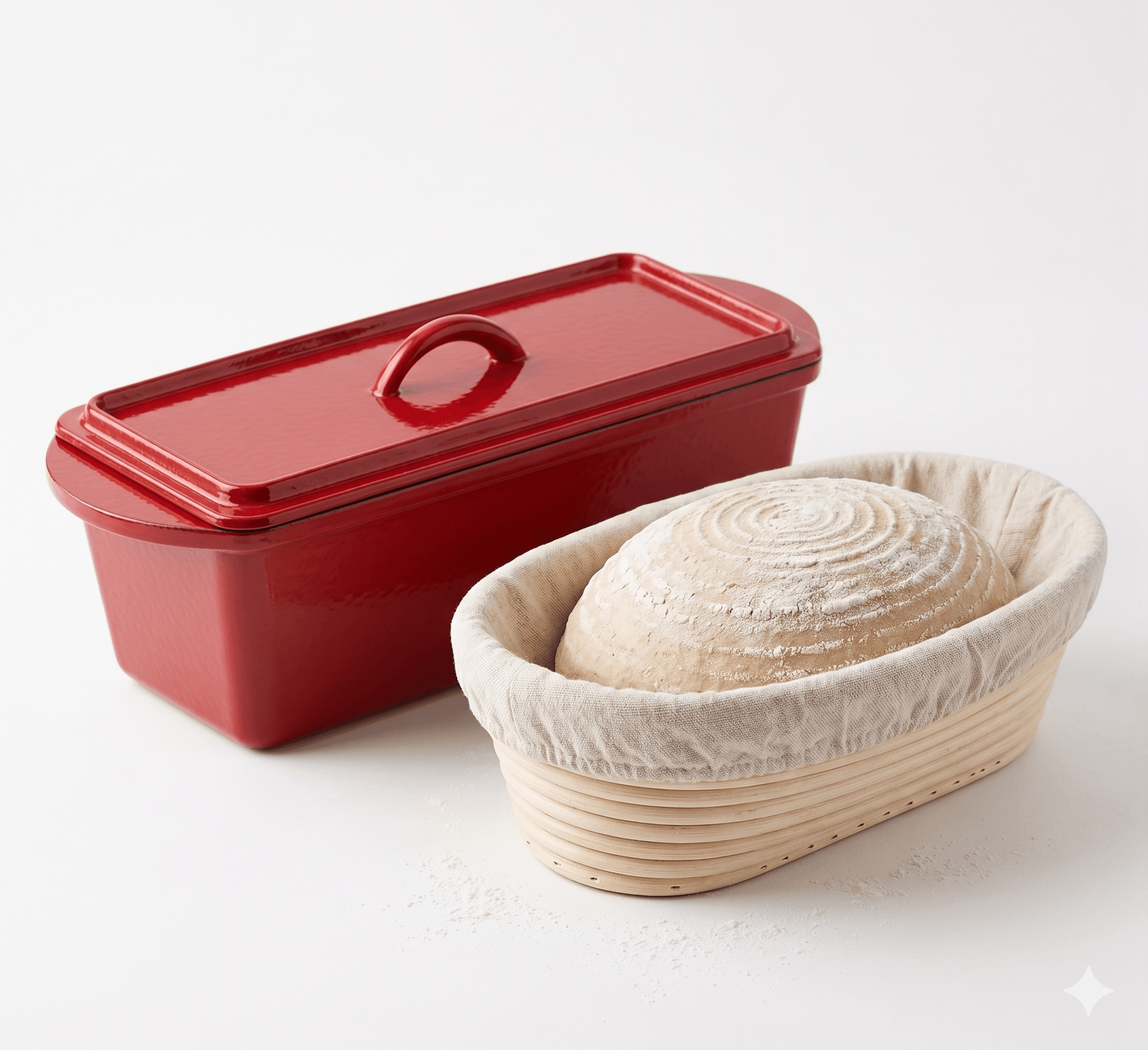 Set Panificație Forma paine Rosso și Coș Ratan Oval
