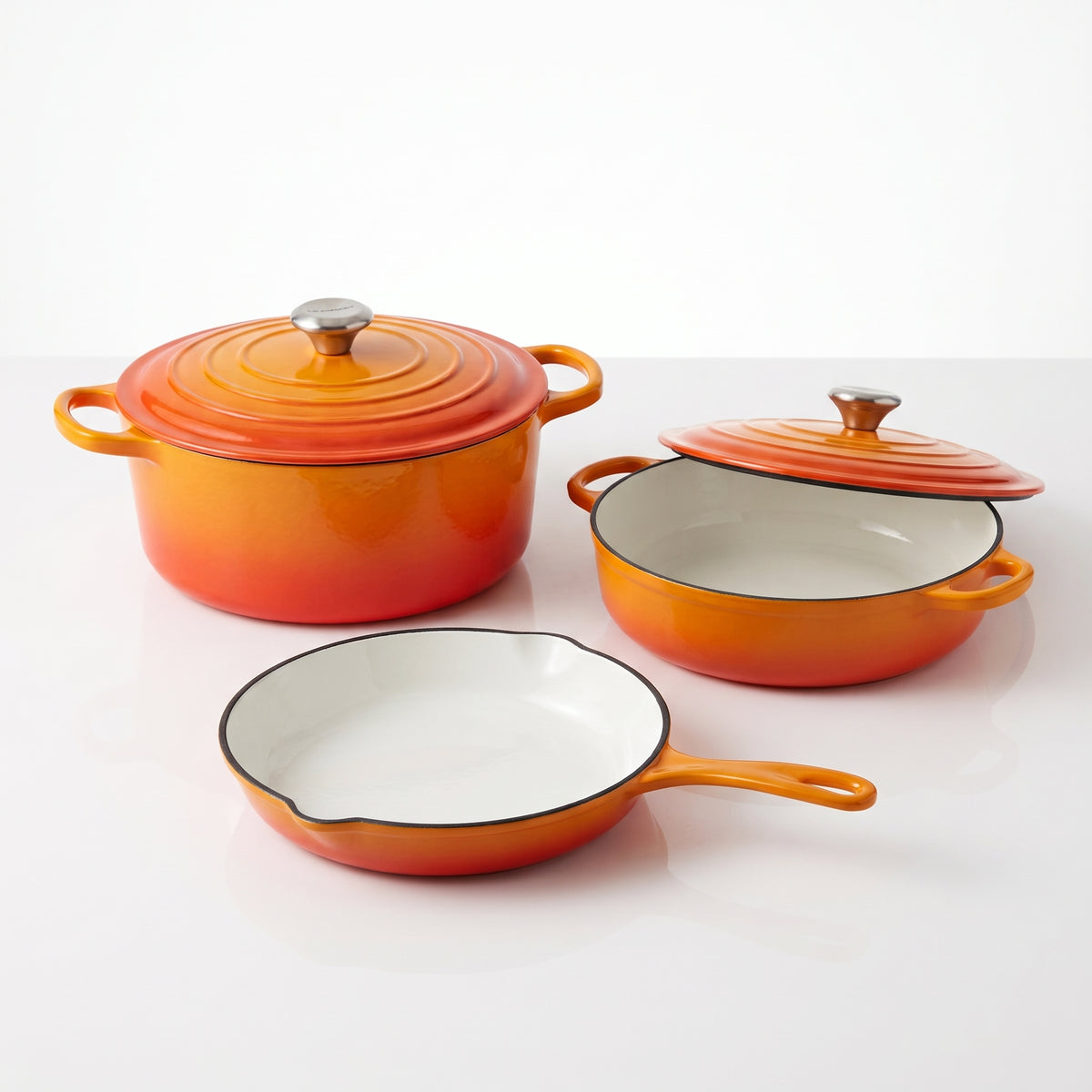 Set 3 vase de fonta emailata Carla orange sunset