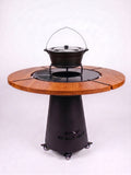 Gratar rotund Vatra Apusenilor 75 cm cu blat de cires & CADOU CEAUN FONTA NATUR 16 L +CAPAC