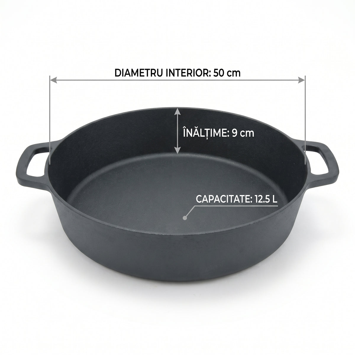 Cratita din fonta pura  50x9 cm - 12 l