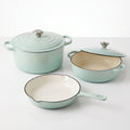 Set 3 vase de fonta emailata Carla verde salvie