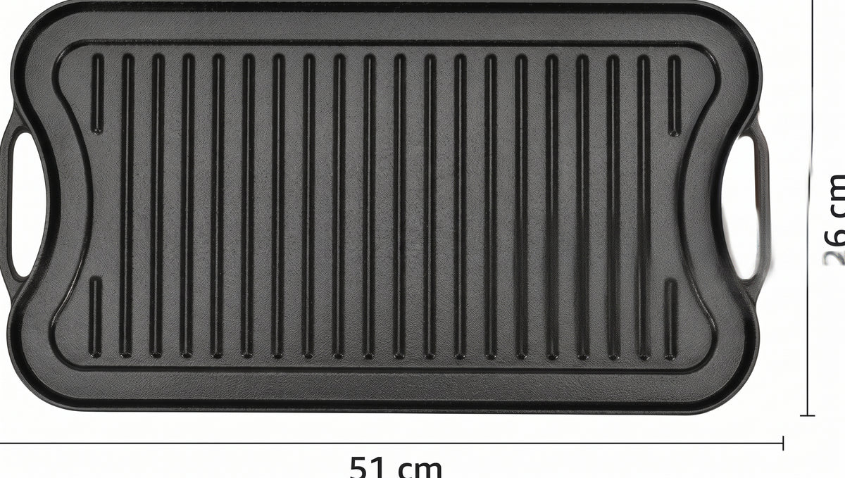 Tava grill reversibila din fonta  51 x 26 x 2.5 cm