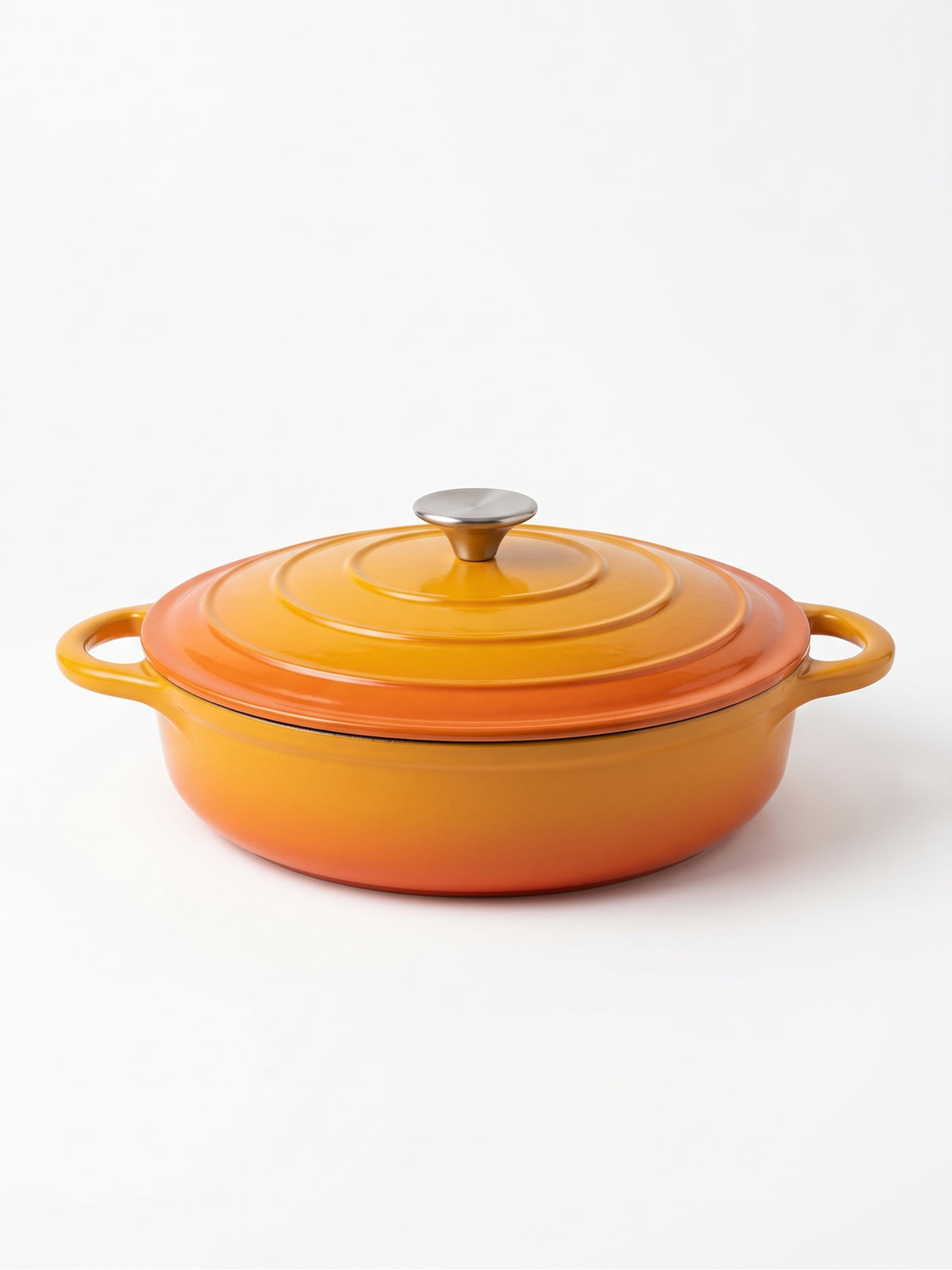 Set cratita 3 l si oala 5 orange sunset - din fonta emailata