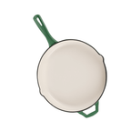 Set 3 Piese Gătit din Fontă Emailată – Verde Smarald (Tigaie 30 cm + Oală 6 L + Cratiță cu Capac 5 L)