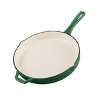 Set 3 Piese Gătit din Fontă Emailată – Verde Smarald (Tigaie 30 cm + Oală 6 L + Cratiță cu Capac 5 L)