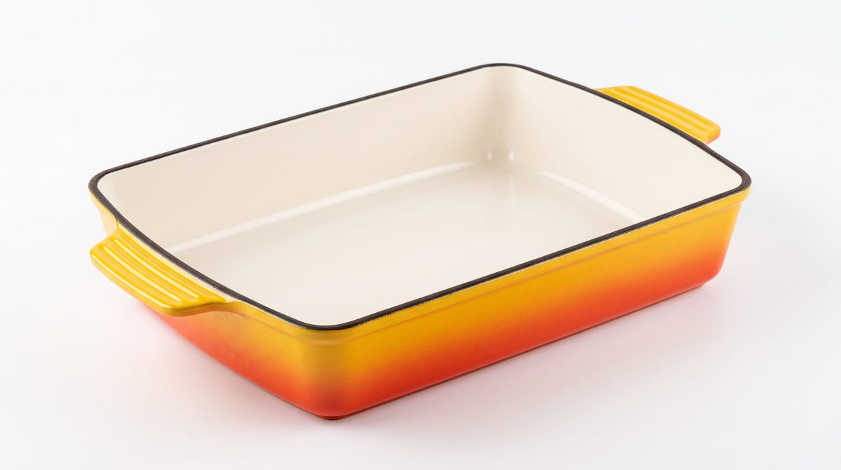 Tava din fonta emailata portocaliu 33x23x6 cm