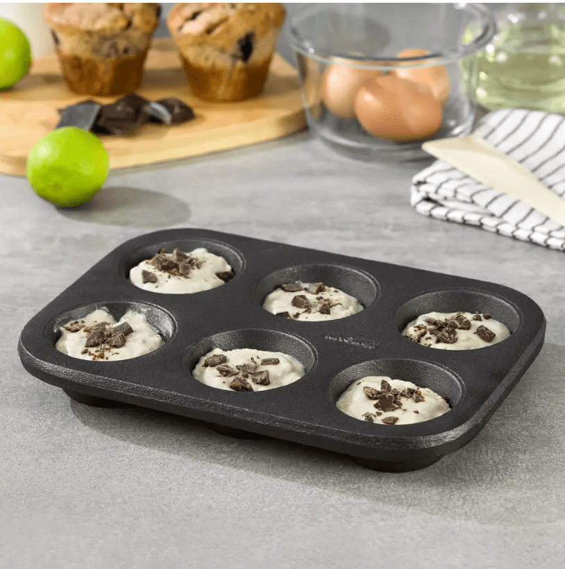 Tava cu forme pentru briose Kinghoff, material fonta, 6 cupe