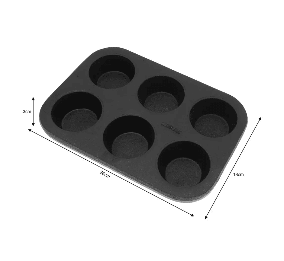 Tava cu forme pentru briose Kinghoff, material fonta, 6 cupe