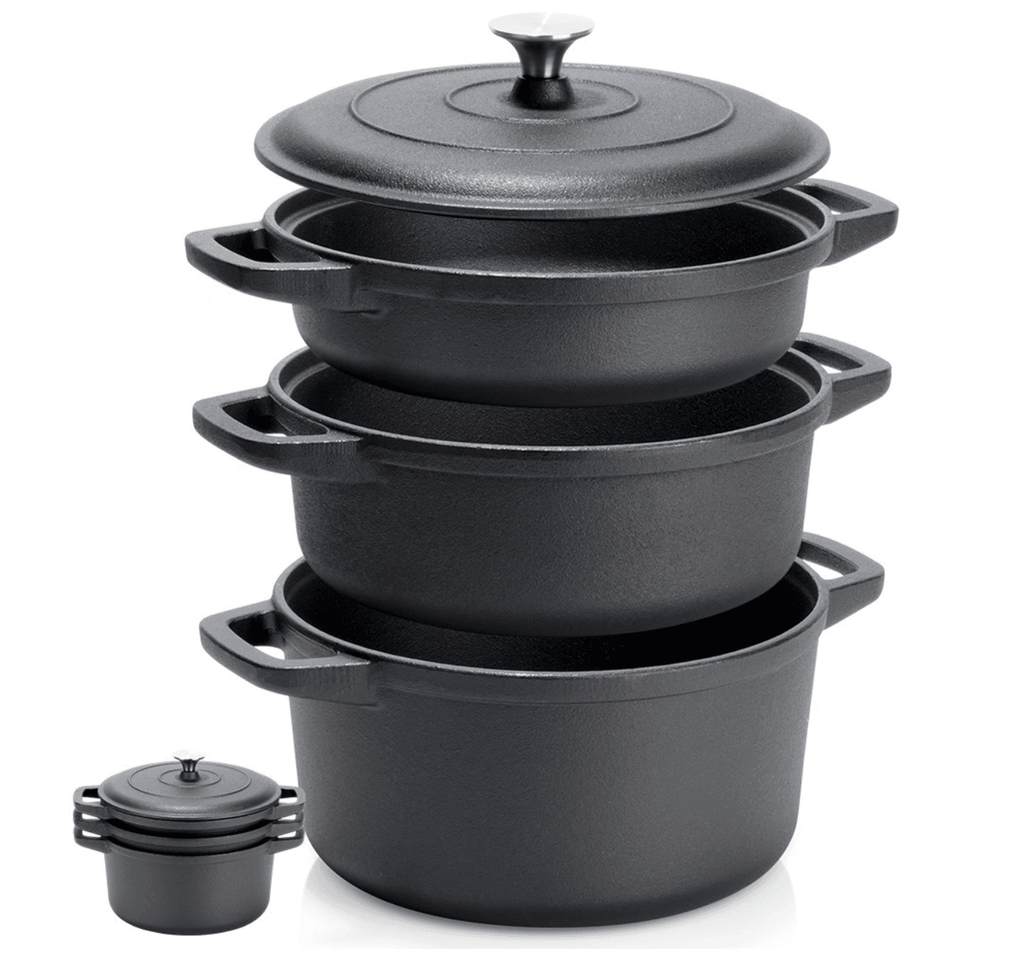 Set oale din fonta natur 3 in 1 + capac
