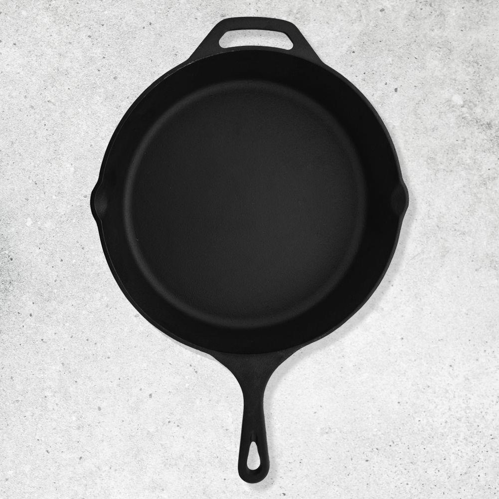 Tigaie plata de fonta diametrul 30 cm cu ciocuri laterale
