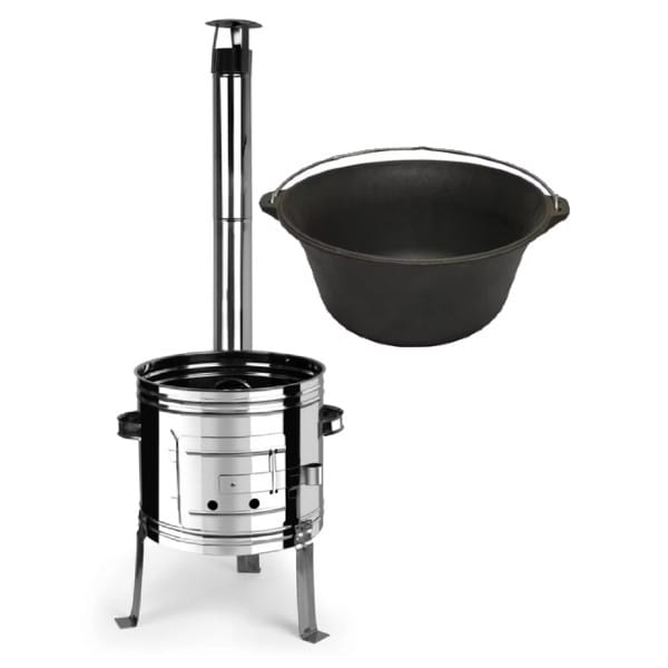 Set Sobă inox Ø 39 cm + Ceaun fontă 22 litri