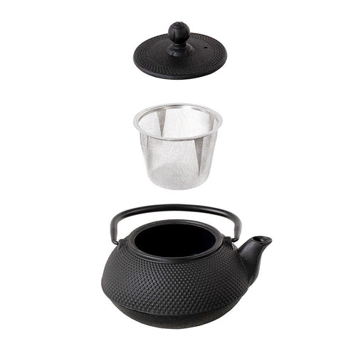 Ceainic din fonta cu infuzor si capac 1 litru negru