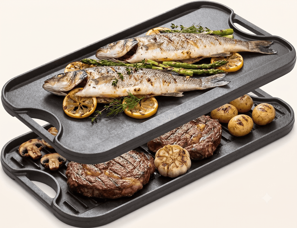 Set Duet 2 x Plită Tavă Grill Reversibilă din Fontă 51x26 cm