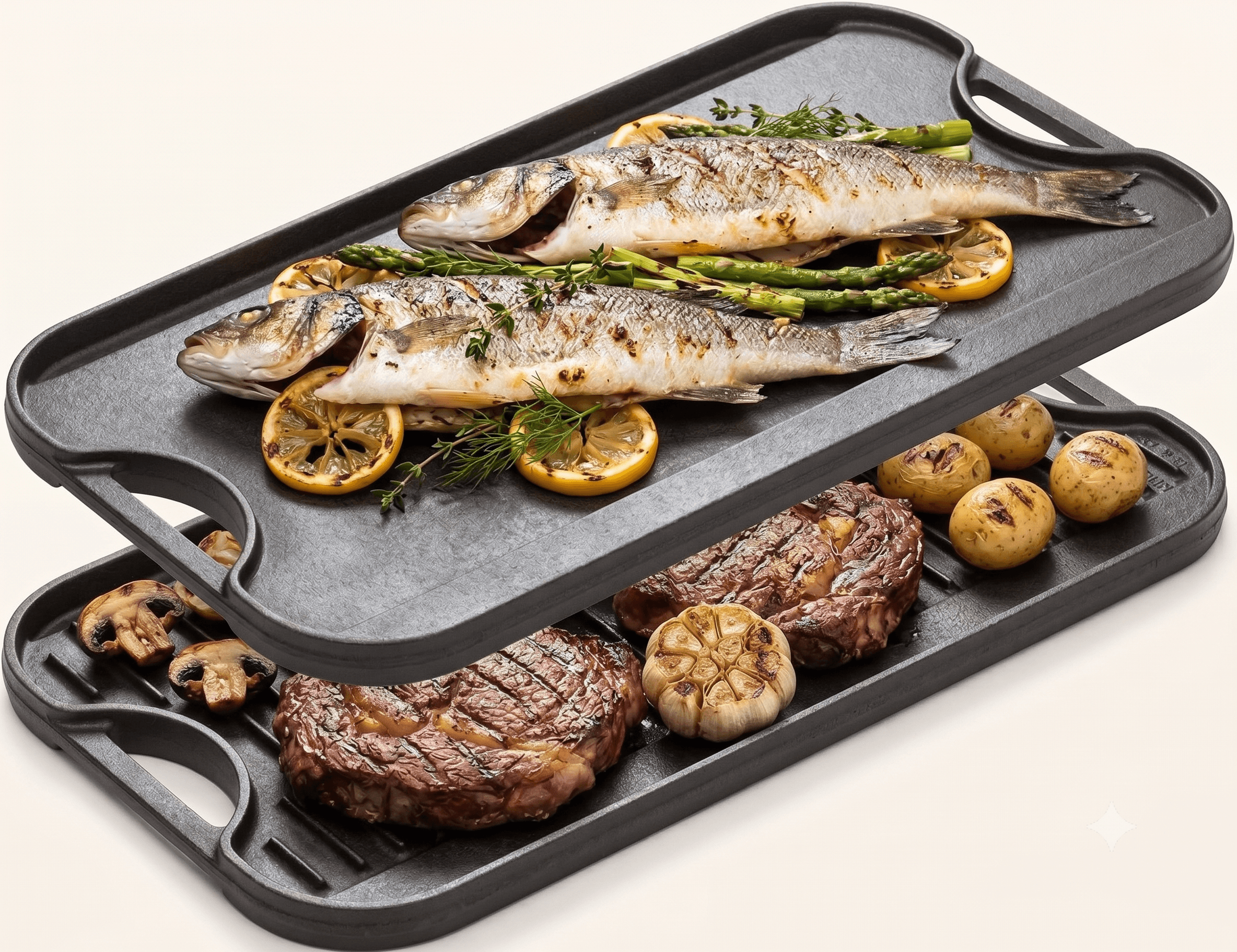 Set Duet 2 x Plită Tavă Grill Reversibilă din Fontă 51x26 cm
