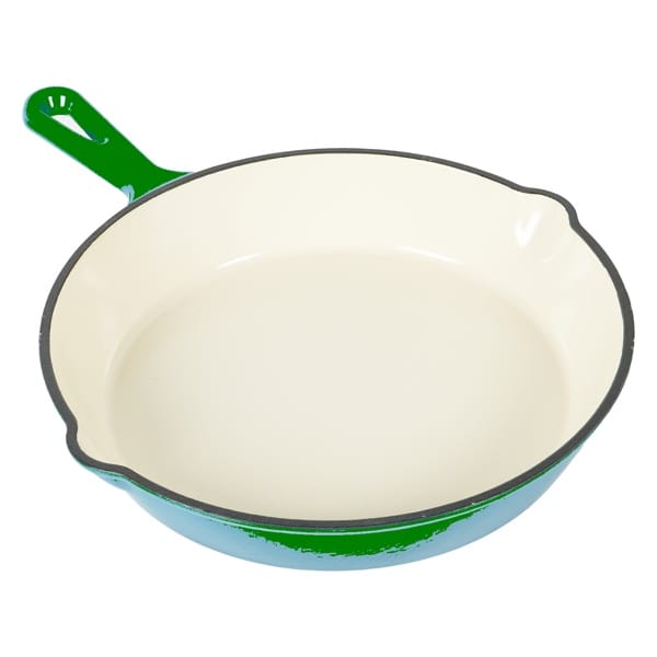 Set cratita si tigaie din fonta emailata verde jad