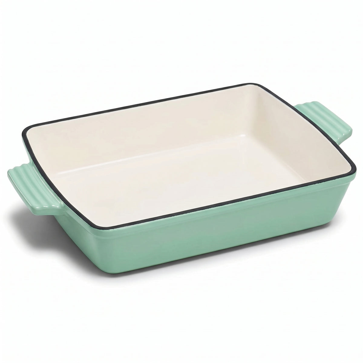 Tava din fonta emailata verde salvie 33x23x6 cm