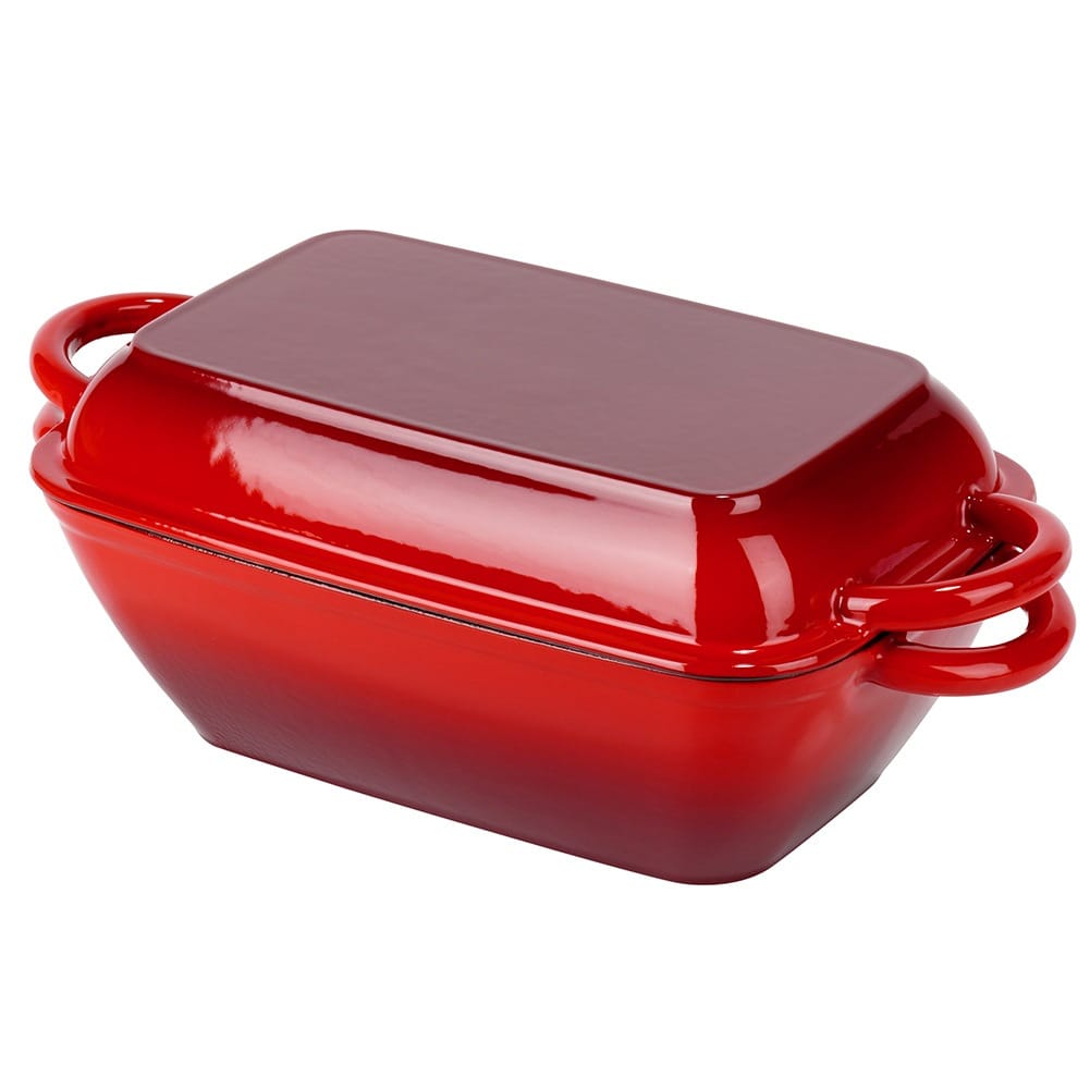Tava de fonta cu capac grill 2 in 1 rosso