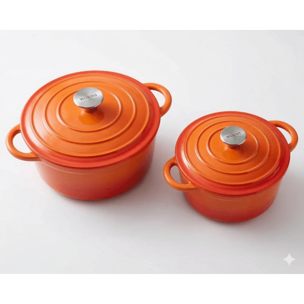 Set 2 Oale din Fontă Emailată de 2.8 si 5 litri – Portocaliu Vibrant