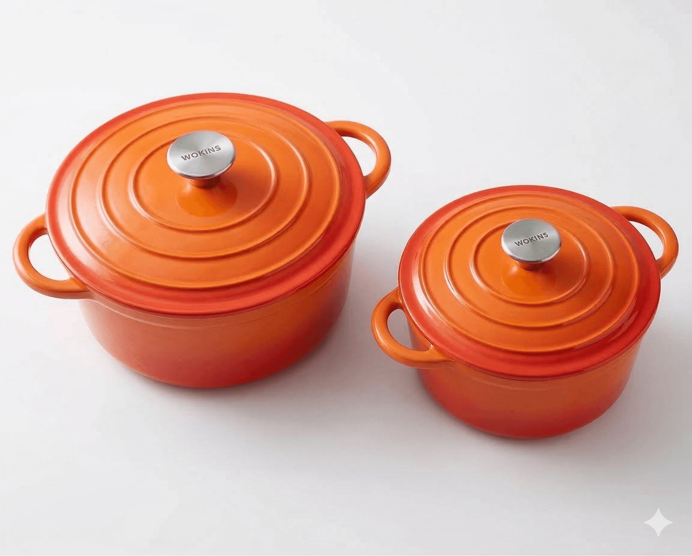 Set 2 Oale din Fontă Emailată de 2.8 si 5 litri – Portocaliu Vibrant