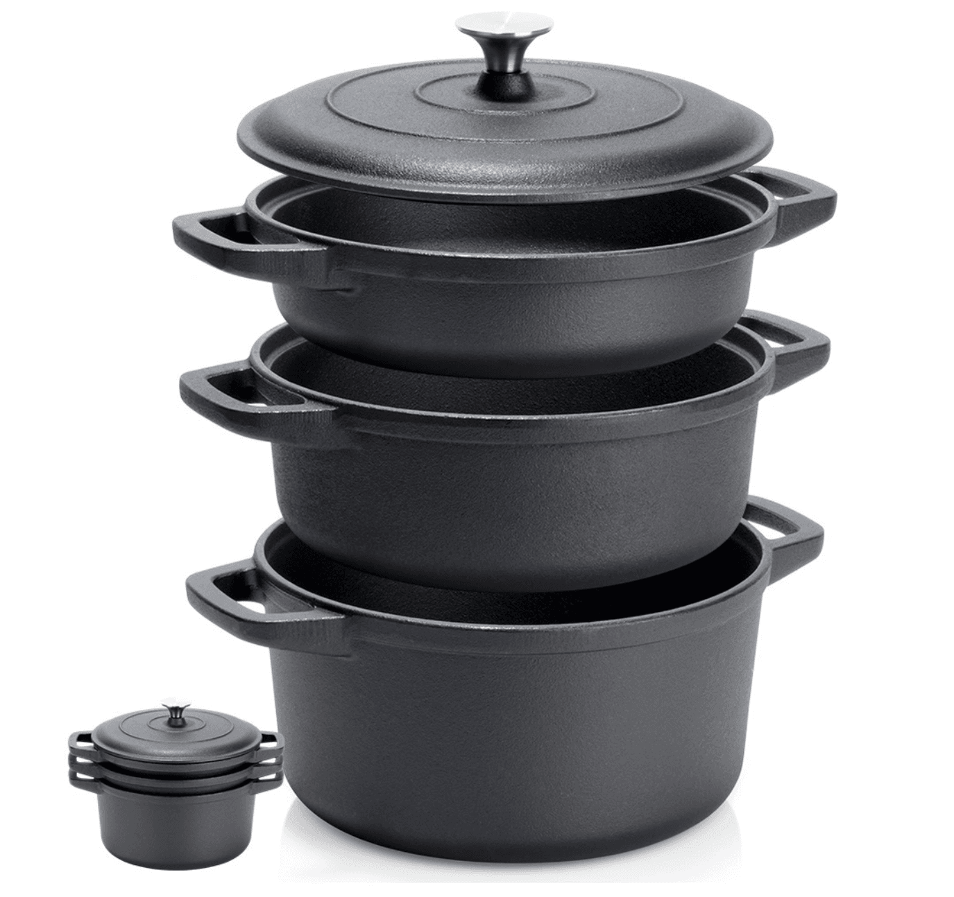 Set oale din fonta natur 3 in 1 + capac