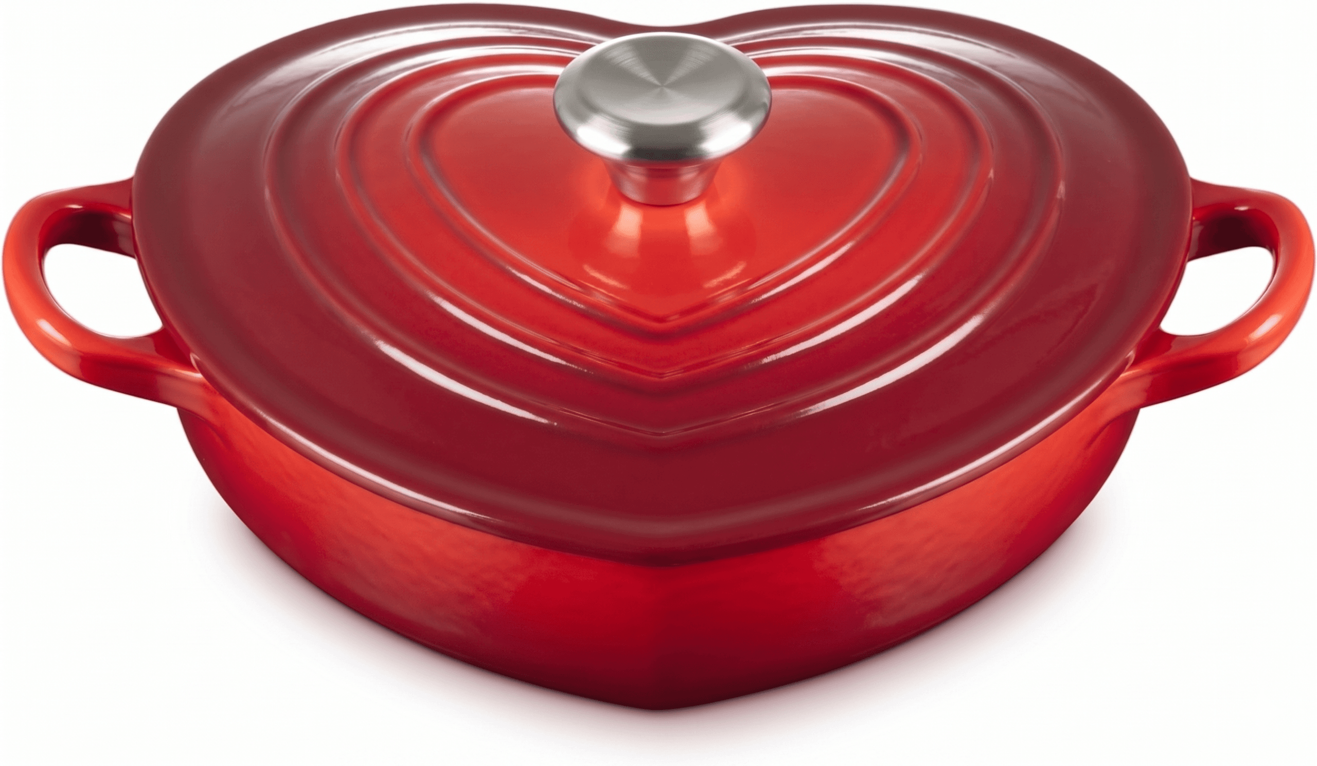 Vas din fontă emailată formă inimă 22 cm rosu intens